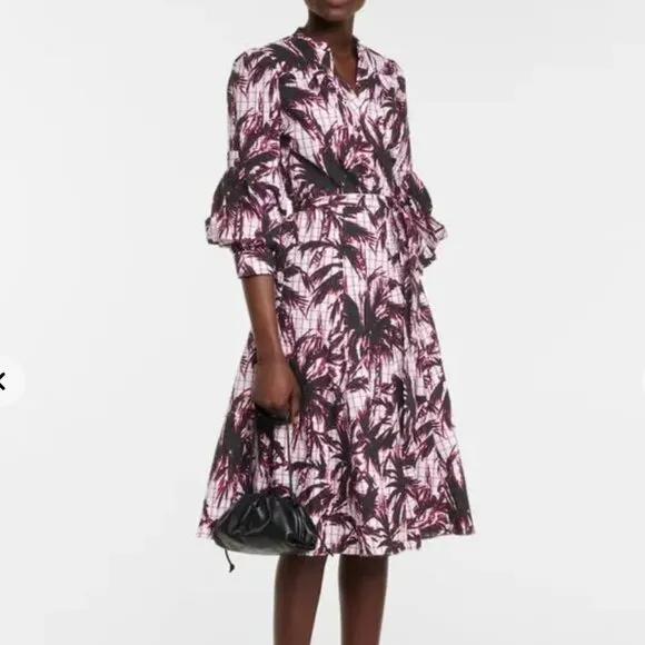 Diane von Furstenberg  Adele Printed Cotton Jacquard Wrap Dress Size 6