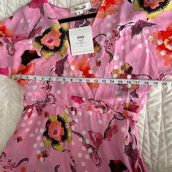 Diane Von Furstenberg Eloise Asymmetrical Faux-Wrap Dress Floral Nursery Pink