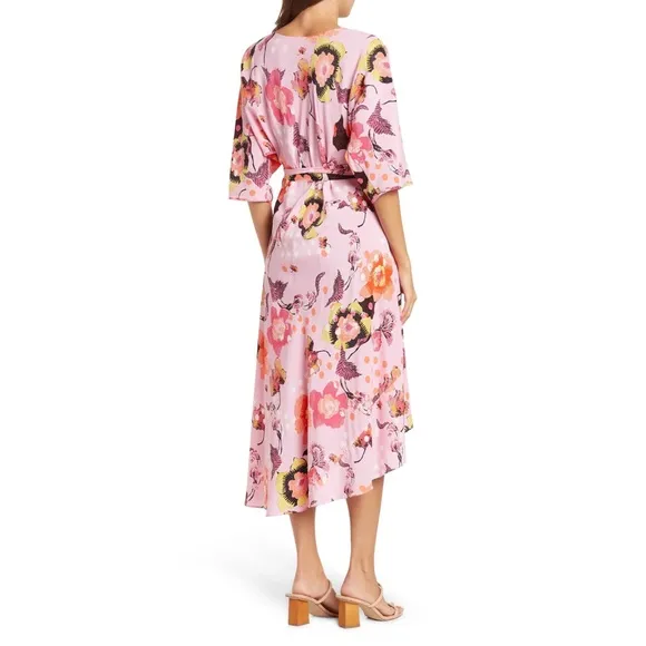 Diane Von Furstenberg Eloise Asymmetrical Faux-Wrap Dress Floral Nursery Pink