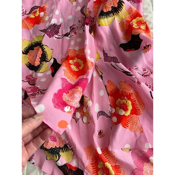 Diane Von Furstenberg Eloise Asymmetrical Faux-Wrap Dress Floral Nursery Pink