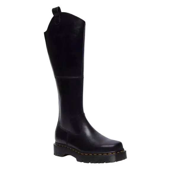 Doc Martens Amaayah Black Leather Square Toe Knee High Riding Boots 7