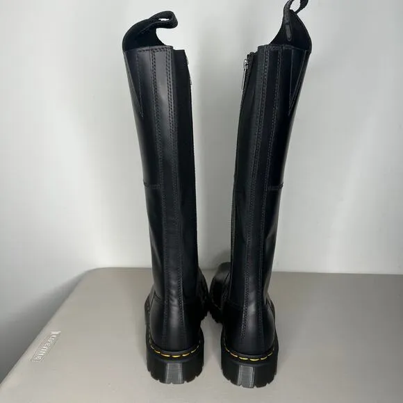 Doc Martens Amaayah Black Leather Square Toe Knee High Riding Boots 7