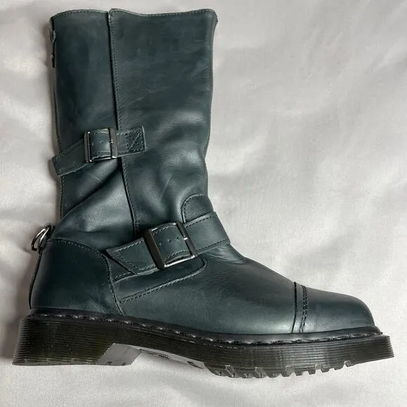 Doc Martens Kathleena Womens 9M Black Gray Camo Fold Option Grunge Biker Bad As$