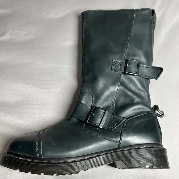Doc Martens Kathleena Womens 9M Black Gray Camo Fold Option Grunge Biker Bad As$
