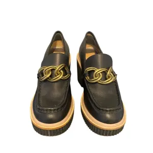 Dolce Vita Brenan Wedge Slip On Platform Loafers Chunky Womens 6.5 Gold Chain