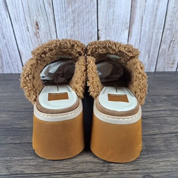 Dolce Vita Lelani Plush Flat Platform Mule Women's Sz 9 Pecan Suede (VGC)