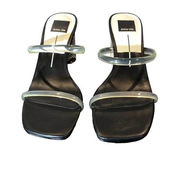 Dolce Vita Noles Womens Size 8.5 Crystal Snake Print Leather High Heel Sandals
