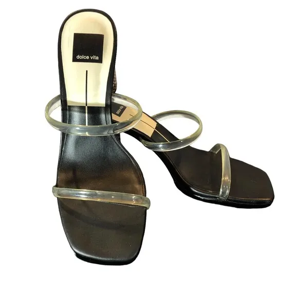 Dolce Vita Noles Womens Size 8.5 Crystal Snake Print Leather High Heel Sandals