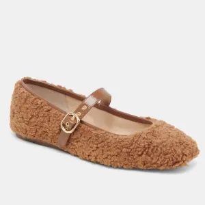 Dolce Vita Rodni Plush Shearling Ballet Flats in Pecan Nude size 8.5 NEW