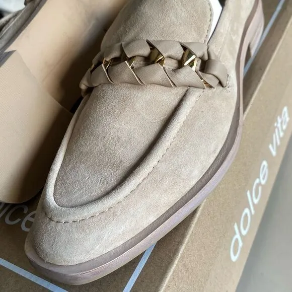 Dolce Vita Sallie Slip On Embellished Loafers shoes suede tan Revolve 6