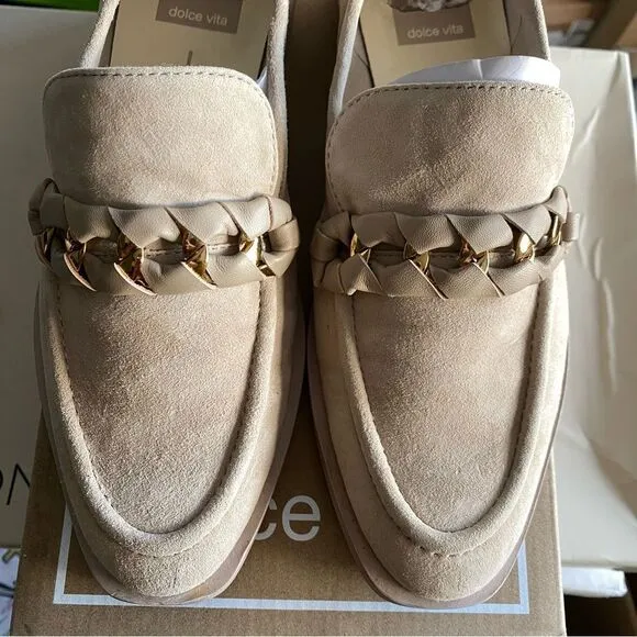 Dolce Vita Sallie Slip On Embellished Loafers shoes suede tan Revolve 6