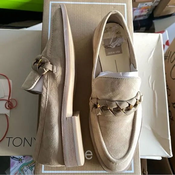 Dolce Vita Sallie Slip On Embellished Loafers shoes suede tan Revolve 6