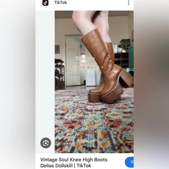 Dolls Kill Delia’s Vintage Soul Knee Hig Faux Leather Platform Boots
