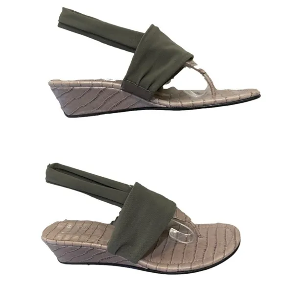Donald J Pliner Dasan olive Wedge Slide Thong Sandals Women’s shoes size 7.5