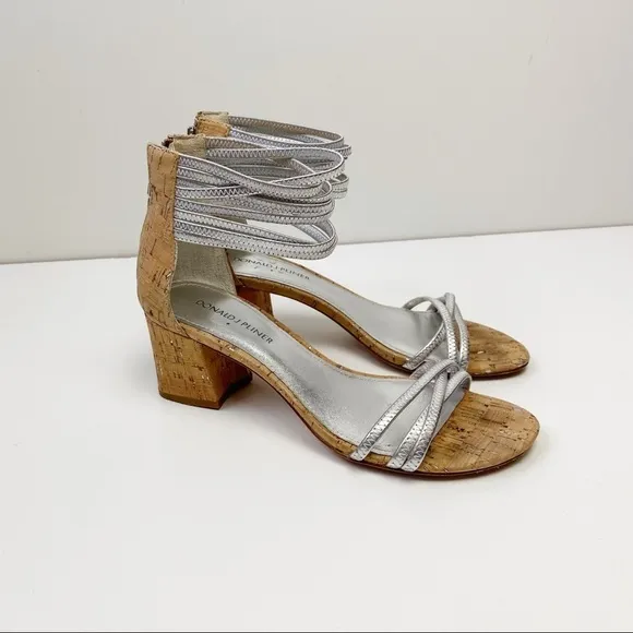 DONALD J. PLINER Metallic Silver Essie Heel Sandals 7.5