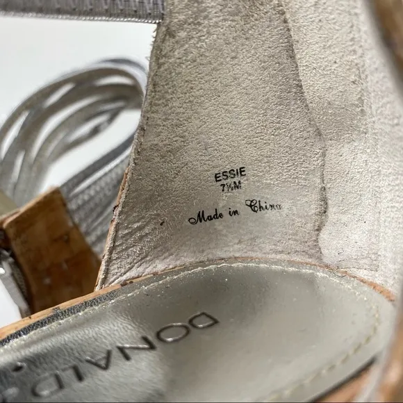 DONALD J. PLINER Metallic Silver Essie Heel Sandals 7.5