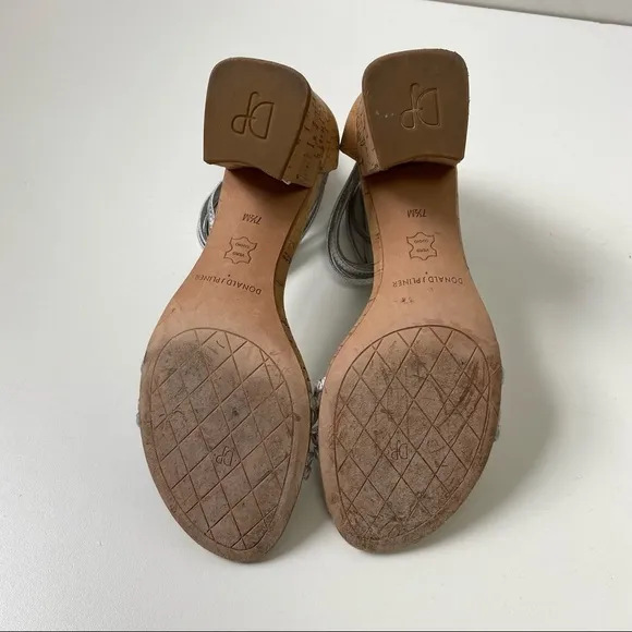 DONALD J. PLINER Metallic Silver Essie Heel Sandals 7.5