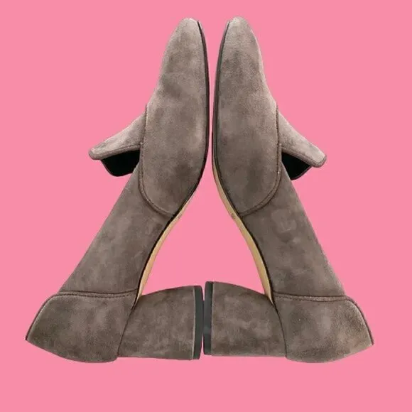 Donald Pliner Dark Taupe Calya Suede Loafers 6.5