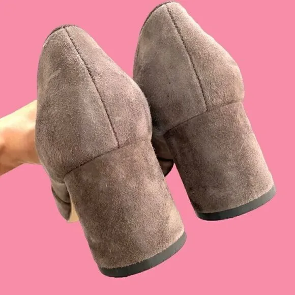 Donald Pliner Dark Taupe Calya Suede Loafers 6.5