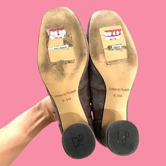 Donald Pliner Dark Taupe Calya Suede Loafers 6.5