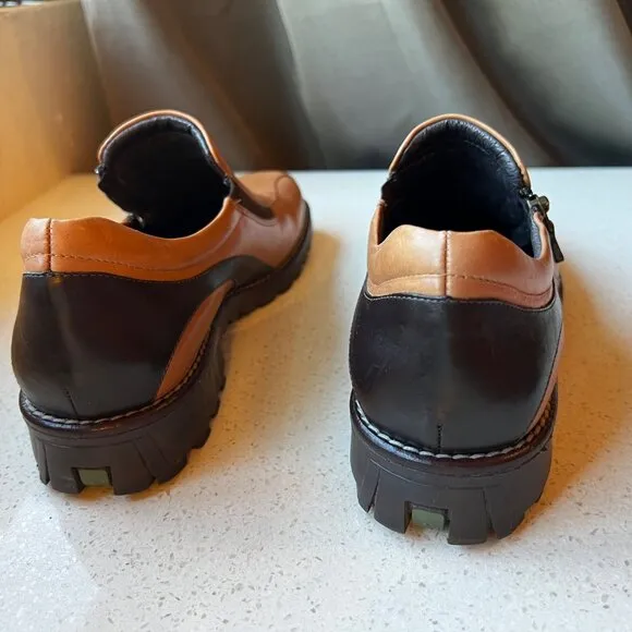 Donald Pliner Size 8.5 Loafers UZIP Tan Shoes Leather