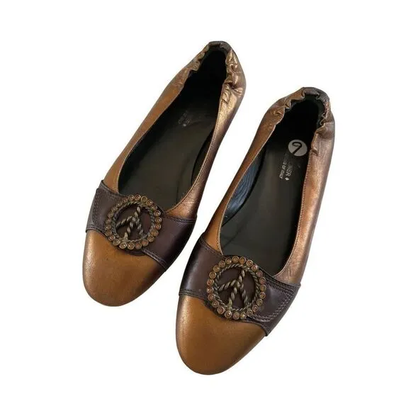 Donald Pliner Womens Bronze Haley Metallic Ballet Flats Peace Couture Shoes 9