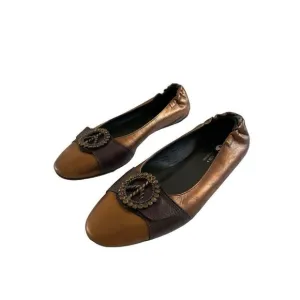 Donald Pliner Womens Bronze Haley Metallic Ballet Flats Peace Couture Shoes 9