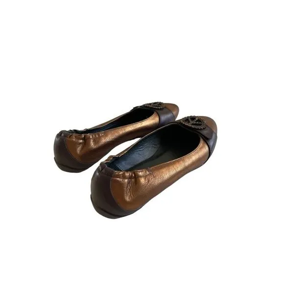 Donald Pliner Womens Bronze Haley Metallic Ballet Flats Peace Couture Shoes 9