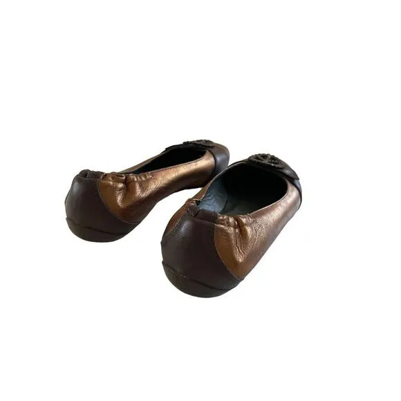 Donald Pliner Womens Bronze Haley Metallic Ballet Flats Peace Couture Shoes 9