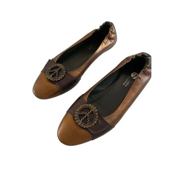 Donald Pliner Womens Bronze Haley Metallic Ballet Flats Peace Couture Shoes 9