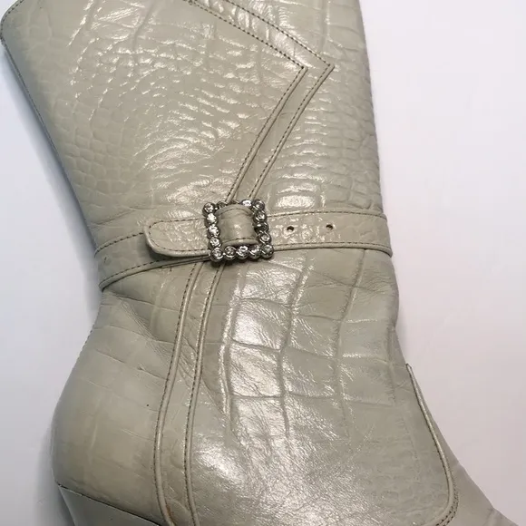 DOS DE R Off White Boots Size 8.5/25 Cowhide Womens‎ High Heel Made in Mexico