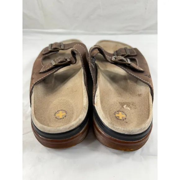 Dr Doc Martens Sandals Mens 8 Brown Leather Two Strap Buckle Y2K 8B37