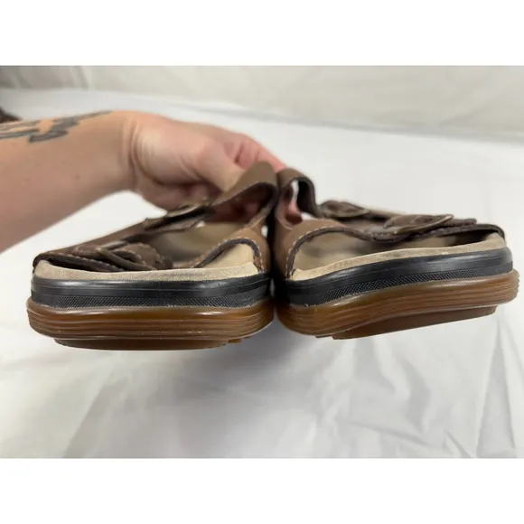 Dr Doc Martens Sandals Mens 8 Brown Leather Two Strap Buckle Y2K 8B37
