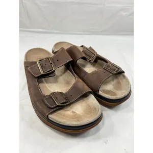 Dr Doc Martens Sandals Mens 8 Brown Leather Two Strap Buckle Y2K 8B37