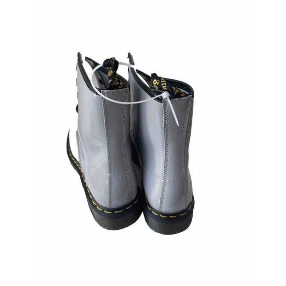 Dr. Martens 1460 Zinc Grey Womens Size 10 Patent Leather Boots NEW