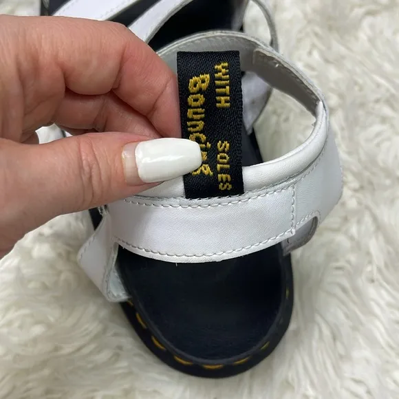 DR. MARTENS BLAIRE WHITE LEATHER STRAP SANDALS