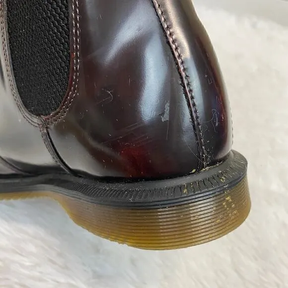 Dr. Martens Flora Arcadia Leather Chelsea Boots Cherry Red Women's Size 7