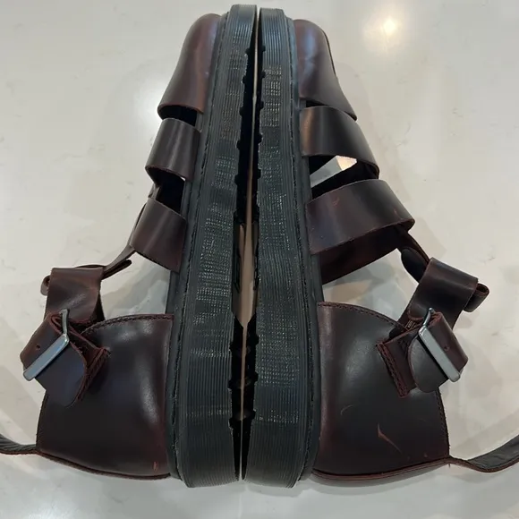 Dr MARTENS Geraldo Brown Sandals Gladiator Fisherman Men 13 missing ankle strap.