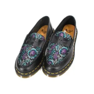 Dr. Martens Penton Floral Loafers Black Leather Jacquard Slip On