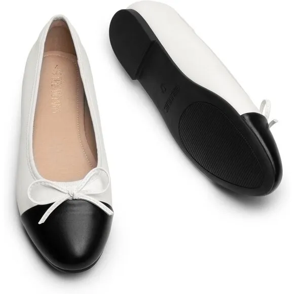 Dream Pairs Flat Shoes Women White CALF PU Round Toe Ballet Comfortable Shoes