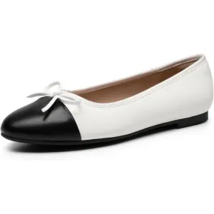 Dream Pairs Flat Shoes Women White CALF PU Round Toe Ballet Comfortable Shoes