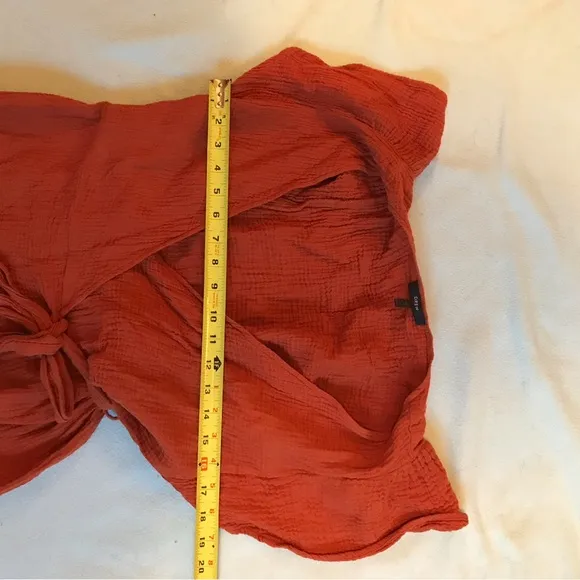 Drew Anthropologie Orange Ruffle Wrap Dress Size Medium