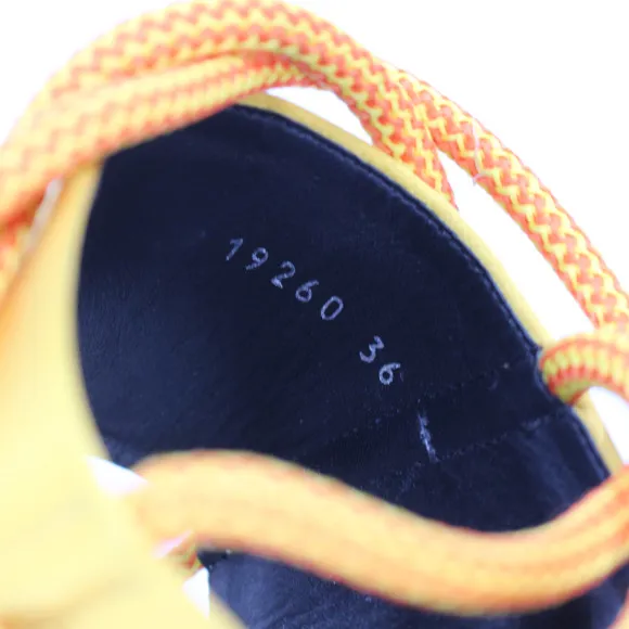 Dries Van Noten Golden Yellow Satin Open Toe Wrap Around Tie Heeled Sandals 36