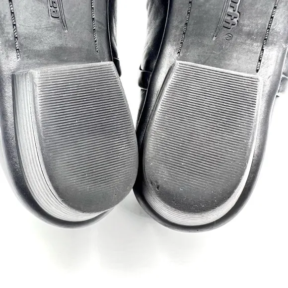 Earth Womens Sage Pleated Ruched Black Leather Comfort Loafers Clogs Shoes 9