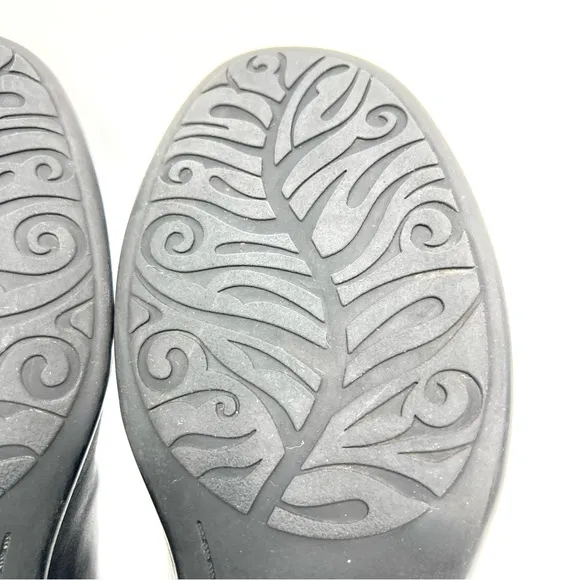 Earth Womens Sage Pleated Ruched Black Leather Comfort Loafers Clogs Shoes 9