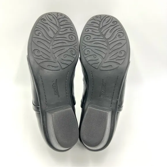 Earth Womens Sage Pleated Ruched Black Leather Comfort Loafers Clogs Shoes 9