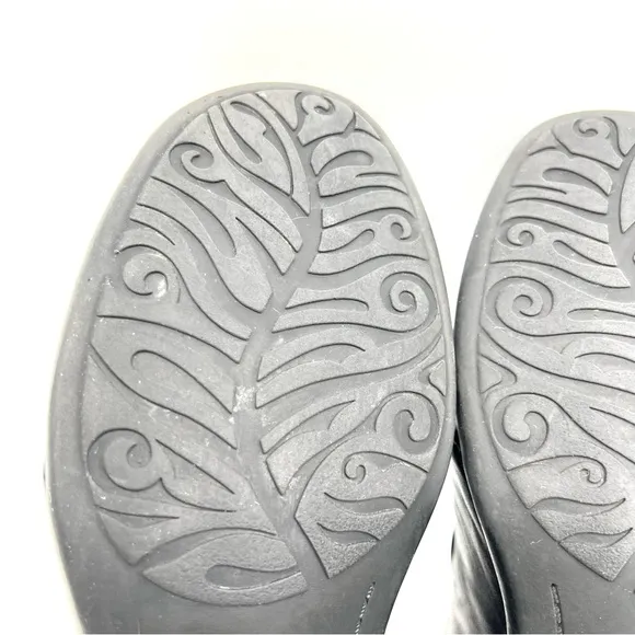 Earth Womens Sage Pleated Ruched Black Leather Comfort Loafers Clogs Shoes 9