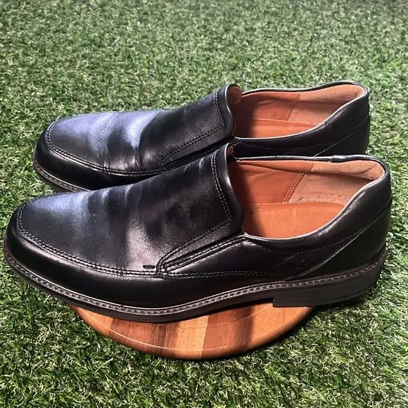 Ecco Holton Apron Toe Black Slip On Loafers Size 43 Extra Wide