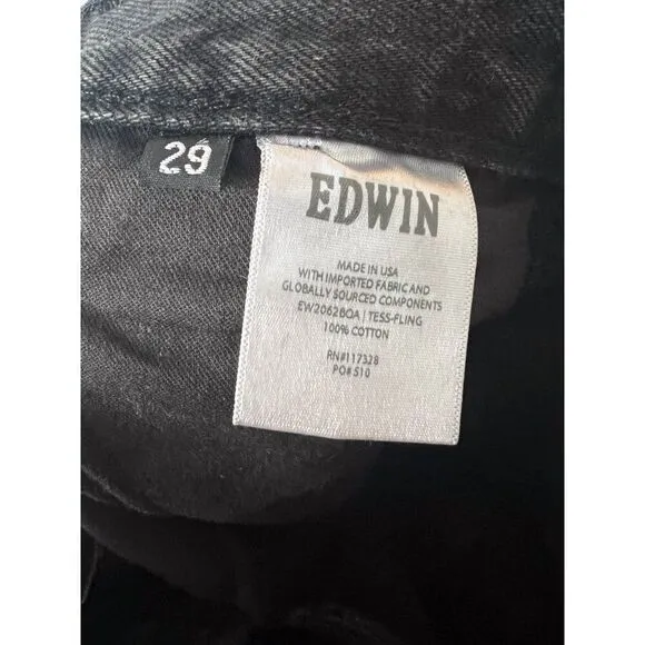 EDWIN x Free People Tess Jeans in Fling Black Cargo NWT 29
