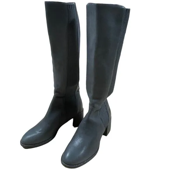 Eileen Fisher Gray Destry Knee High Leather Boots Women's Size 5 New Without Box